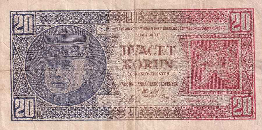 Československo 1919 - 1939, 20 Korun 1926 série P