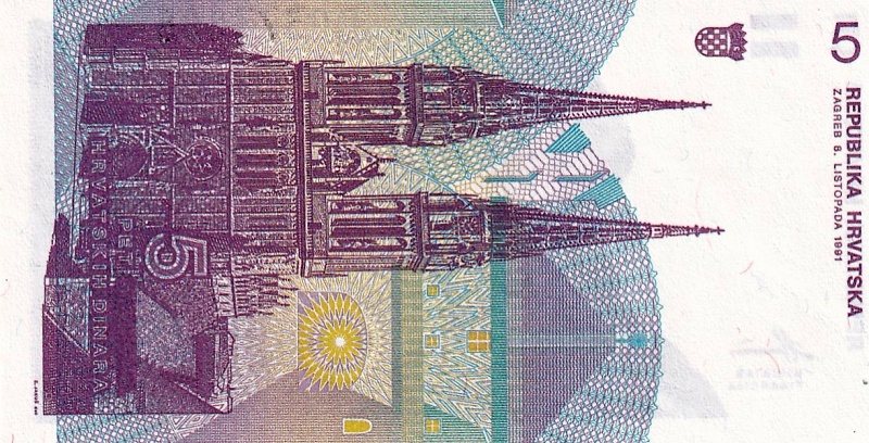 Chorvatsko, 5 Dinara 8.10.1991