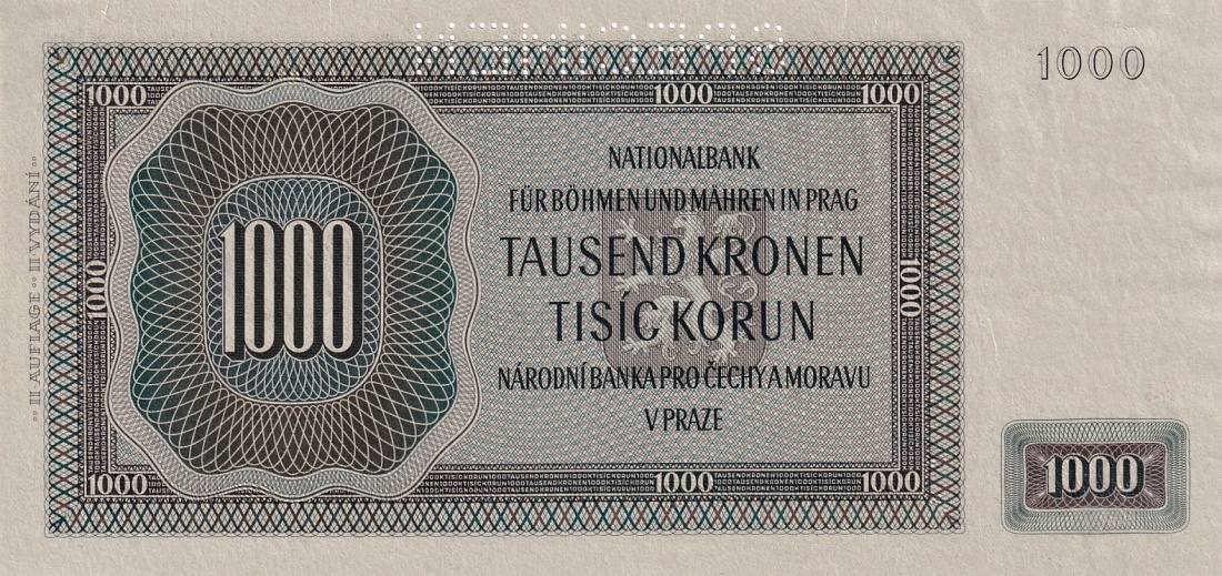 Protektorát 1939 - 1945, 1000 Koruna 1942  SPECIMEN