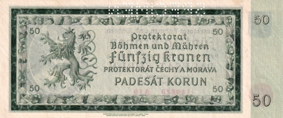 Protektorát 1939 - 1945, 50 Korun 1940, SPECIMEN