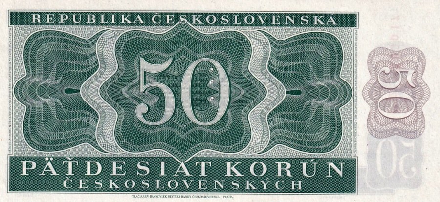 Československo 1945 - 1953, 50 Kčs 1950 perforace 3md