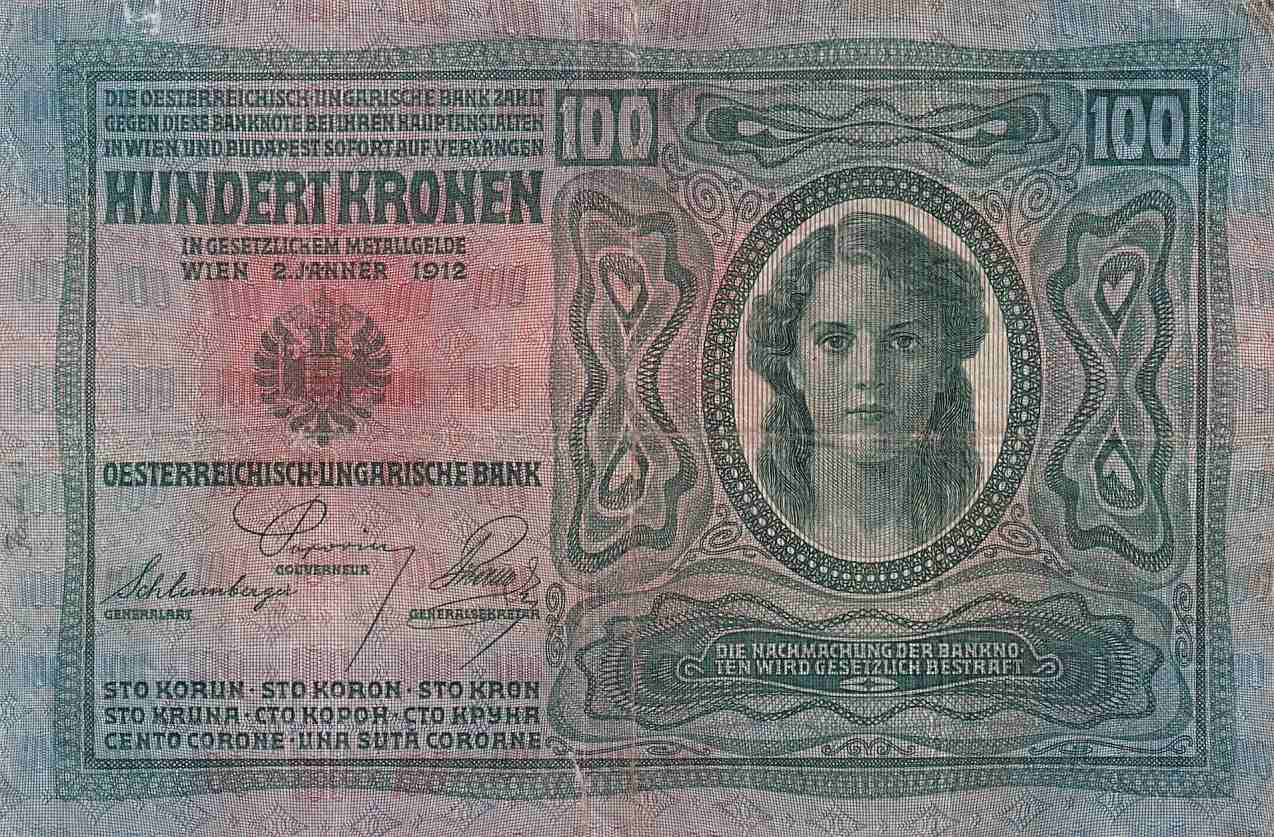 Československo 1919 - 1939, 100 Korona 1912, kolkovaná