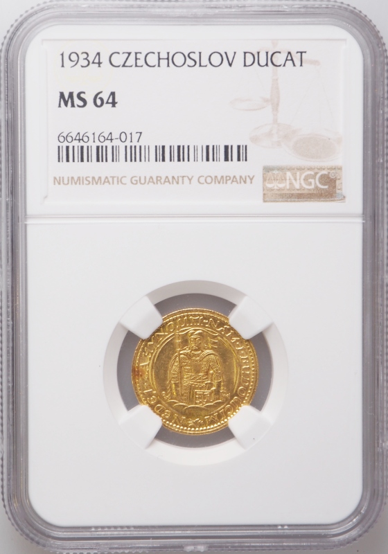 Československo 1919 - 1939, Dukát 1934 NGC etue MS64