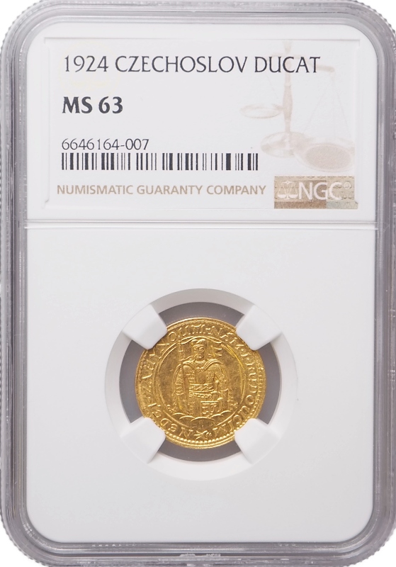 Československo 1919 - 1939, Dukát 1924  NGC etue MS63