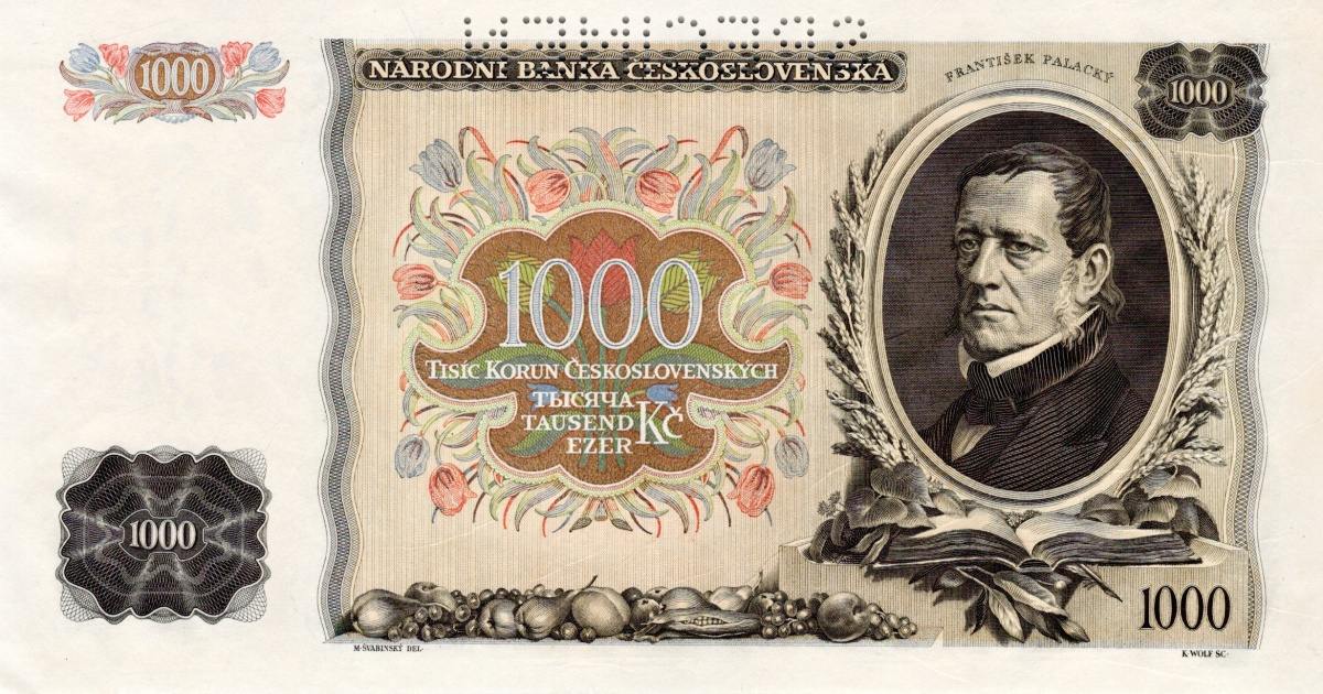 Československo 1919 - 1939, 1000 Korun 1934, SPECIMEN
