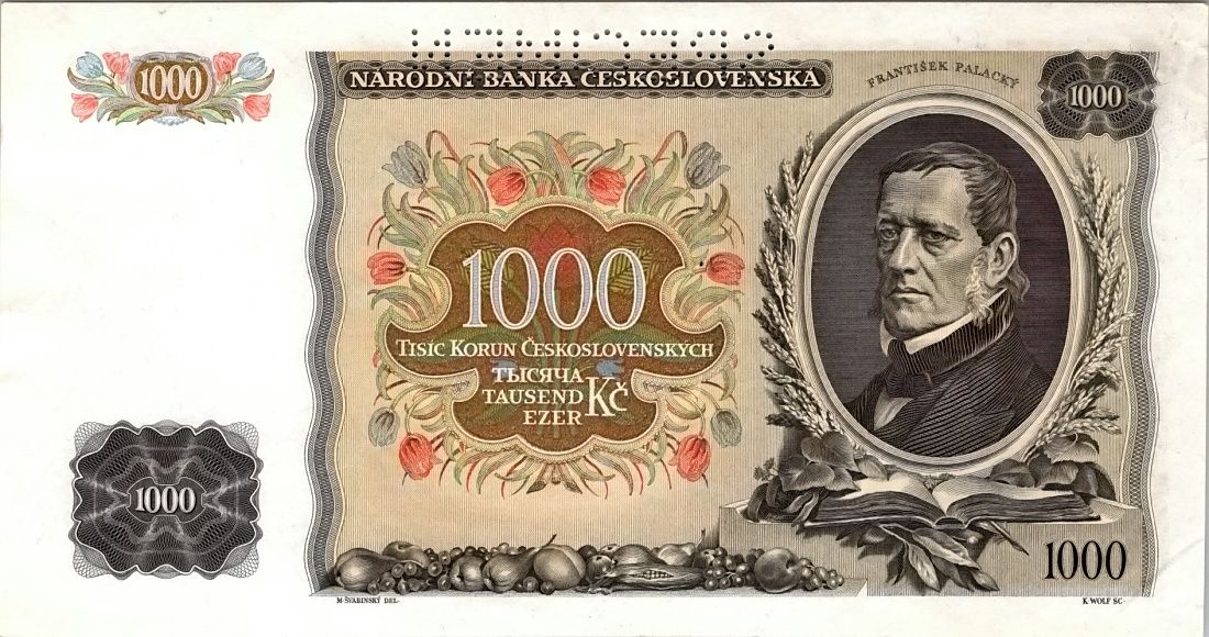 Československo 1919 - 1939, 1000 Korun 1934, SPECIMEN
