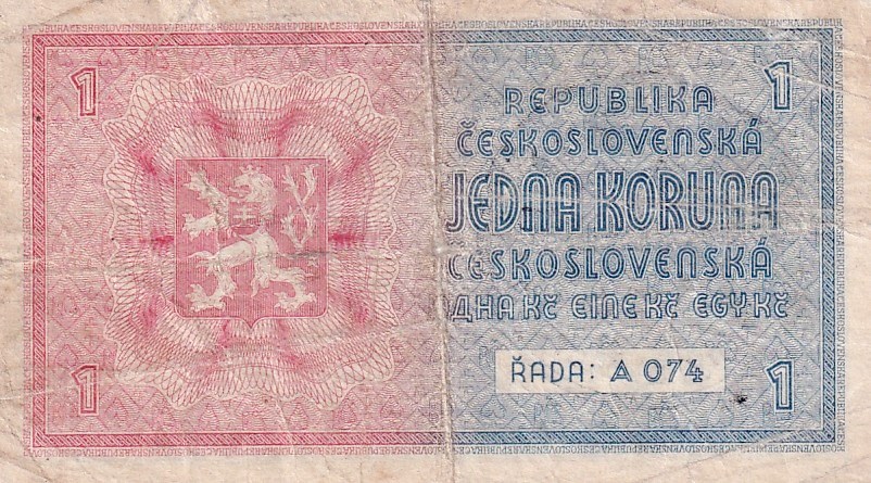 Protektorát 1939 - 1945, 1 Koruna b.l. (1938/přetisk 1940)