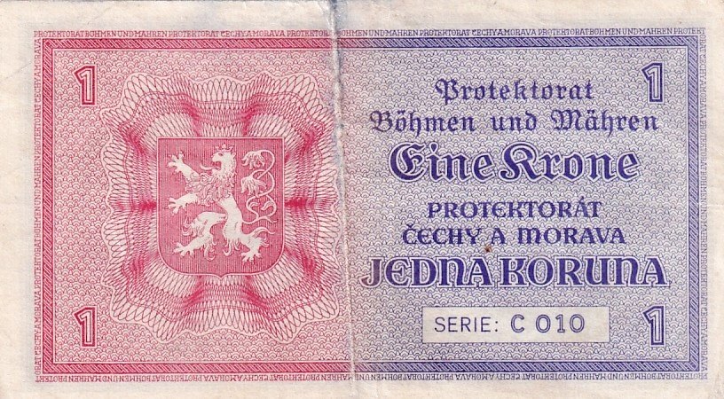 Protektorát 1939 - 1945, 1 Koruna b.l. (1940)