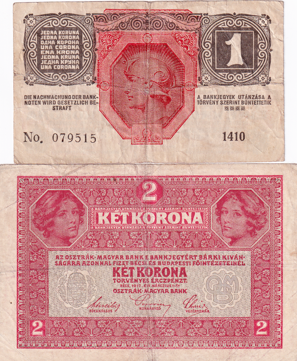 Rakousko - Uhersko, 1867 - 1918, 1 a 2 Koruna 1916 a 1917 