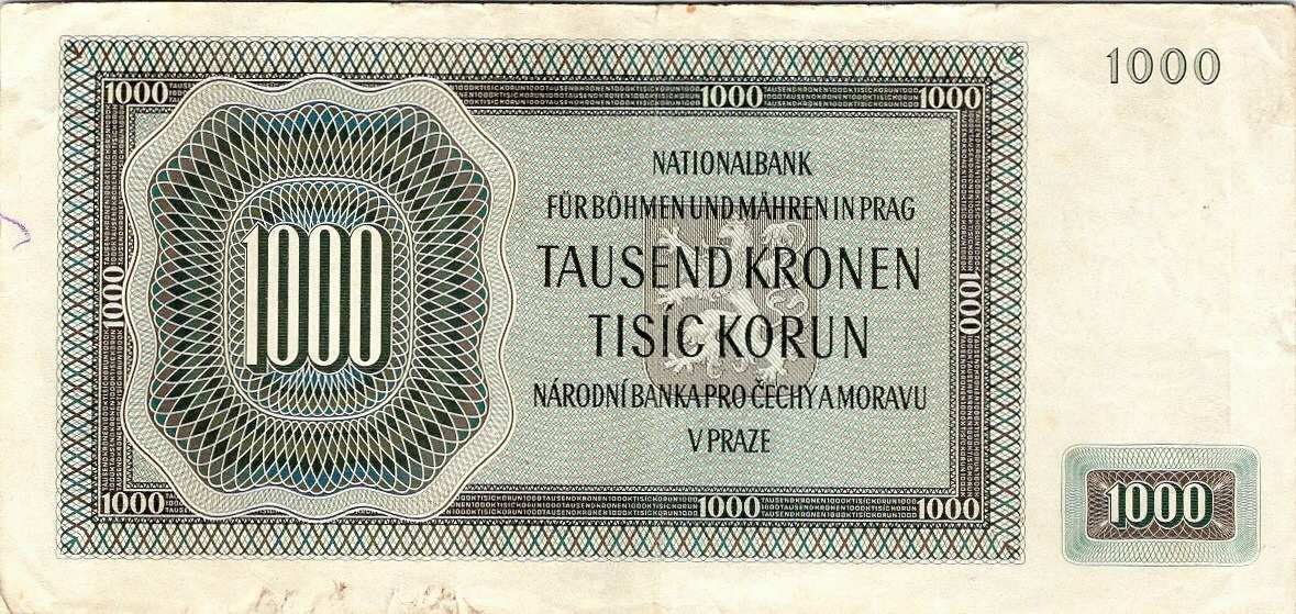 Protektorát 1939 - 1945, 1000 K 1942 I. vydání