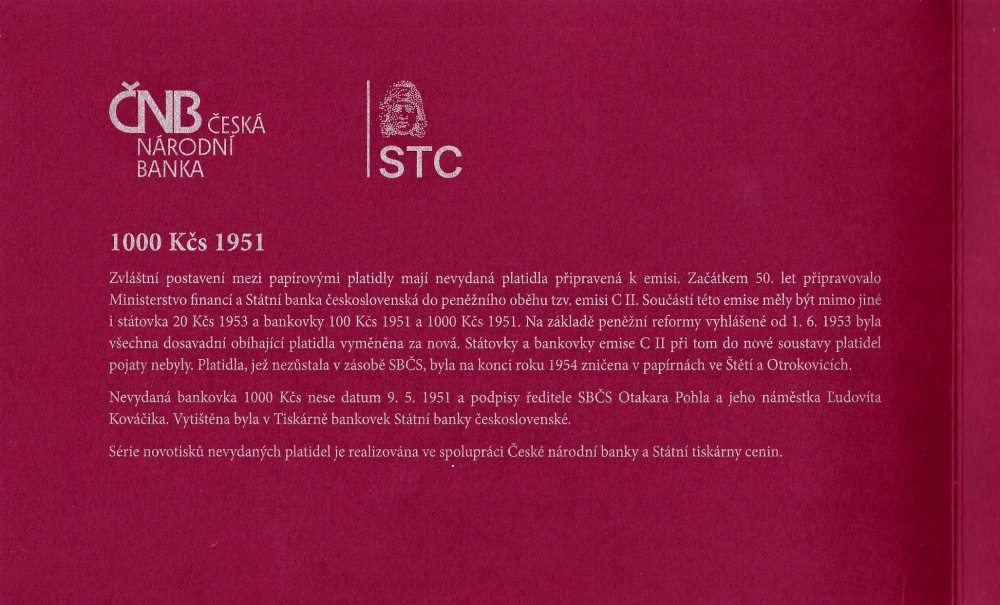 Československo 1958 - 1964, sada nevydaných bankovek