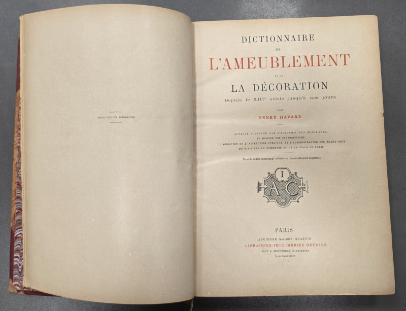 Dictionnaire de L´ameublement, Par Henry Havard, I, II, III, IV, Paris