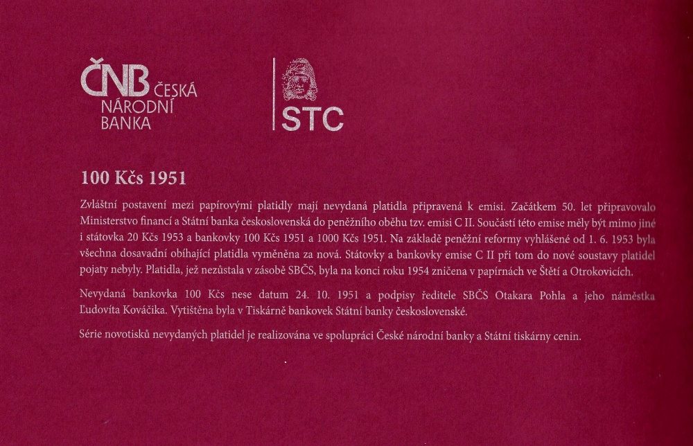 Československo 1958 - 1964, sada nevydaných bankovek