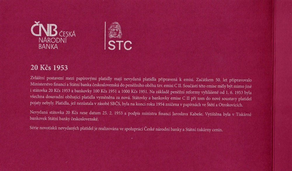 Československo 1958 - 1964, sada nevydaných bankovek
