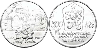 Československo 1953 - 1993, 500 Kčs 1987, 100. výročí narození Josefa Lady