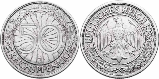 Německo, 50 Pfennig 1933 J