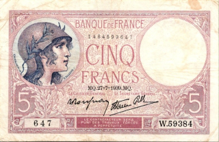 Francie, 5 Francs 1939