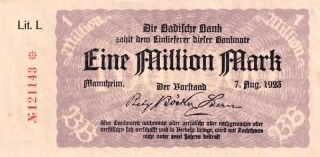 Německo, Baden, nouzovky, 1 Million Mark