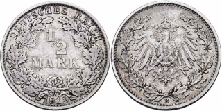 Německo, 1/2 Marka 1912 E