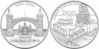 Česká republika, 200 Kč 2016 proof, 125. výročí Zemské jubilejní výstavy v Praze