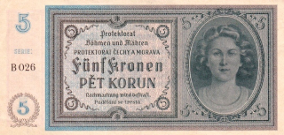 Protektorát 1939 - 1945, 5 Korun b.l. (1940)