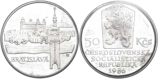 Československo 1953 - 1993, 50 Kčs 1986, Městská památková rezervace Bratislava, proof
