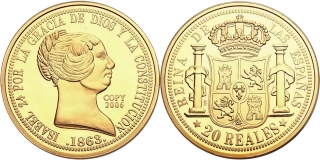 Česká republika, replika 20 Reales 1863