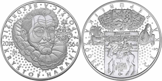 Česká republika, 200 Kč 2014 proof, 450. výročí narození Kryštofa Haranta z Polžic a Bezdružic
