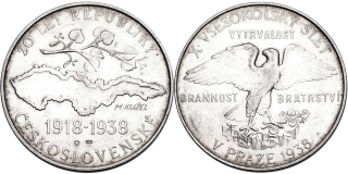 Československo, Kužel, Ag medaile 1938 k X. všesokolskému sletu