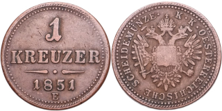 František Josef I. 1848 - 1918, 1 Krejcar 1851 E
