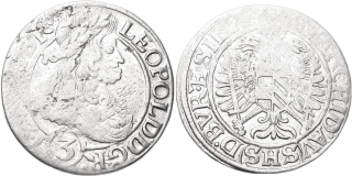 Leopold I., 1657 - 1705, 3 Krejcar 1666 SHS