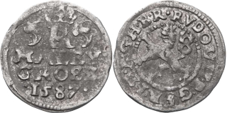 Rudolf II. 1576 - 1612, Malý groš 1587, České Budějovice - Mattinghoffer