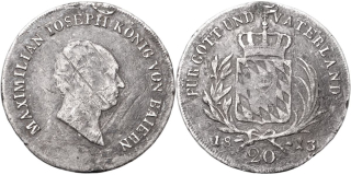 Německo, Bavorsko, Maxmilián I. Josef 1806 -1825, 20 Krejcar 1813