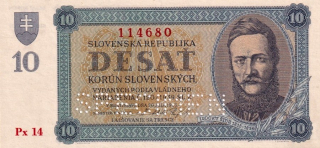 Slovenská republika 1939 - 1945, 10 Korun 1943, SPECIMEN