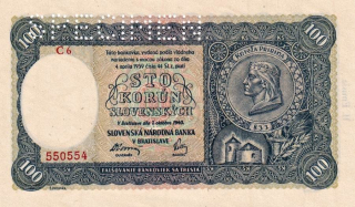 Slovenská republika 1939 - 1945, 100 Ks 1940, SPECIMEN