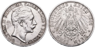Německo, Wilhelm II. 1888 - 1918, 3 Marka 1911 A