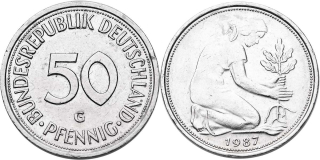 Německo, 50 Pfennig 1987 G