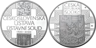 Česká republika, 200 Kč 2020 proof, 100. výročí Schválení československé ústavy, Proof, PODEPSANÁ KARTA AUTOREM