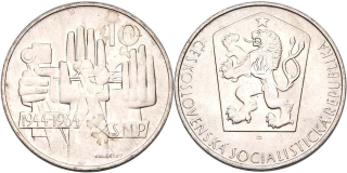 Československo 1953 - 1993, 10 Kčs 1964 20. výročí SNP