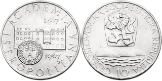 Československo 1953 - 1993, 10 Korun 1967 500. výročí založení Academie Istropolitany
