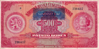 Slovenská republika 1939 - 1945, 500 Korun přetisk b.l.(1939), SPECIMEN