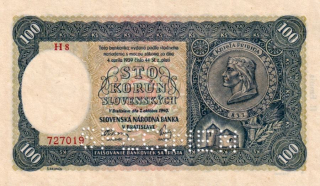 Slovenská republika 1939 - 1945, 100 Ks 1940, SPECIMEN