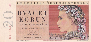 Československo 1945 - 1953, 20 Kčs 1949, perforace 3md