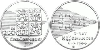 Česká republika, 200 Kč 1994, běžná kvalita, invaze spojenců v Normandii