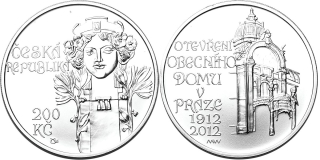 Česká republika, 200 Kč 2012 běžná kvalita, Obecní dům v Praze