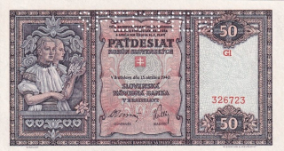 Slovenská republika 1939 - 1945, 50 Korun 1940, SPECIMEN