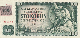 Československo kolky, 100 Kčs 1961, kolkovaná