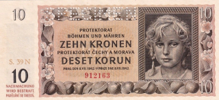 Protektorát 1939 - 1945, 10 Korun 1942 SPECIMEN