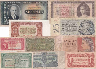 Československo, konvolut bankovek 10 ks