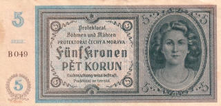 Protektorát 1939 - 1945, 5 Korun b.l. (1940)